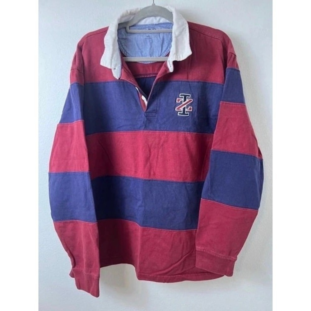 IZOD Red and Blue Rugby Polo Shirt Y2K Retro preppy size XXL